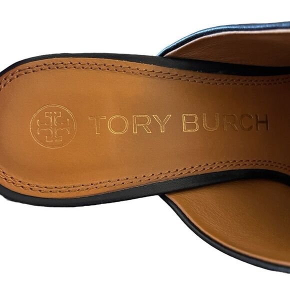 Tory Burch Equestrian Link Leather High Heeled Mules - Picture 8 of 10